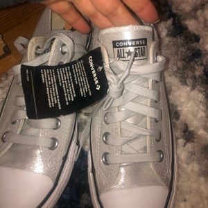 Metallic silver converse